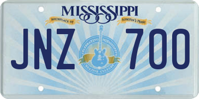 MS license plate JNZ700