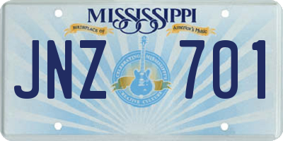 MS license plate JNZ701