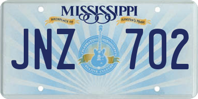 MS license plate JNZ702