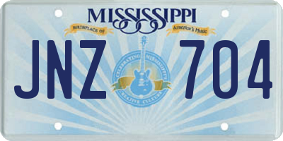 MS license plate JNZ704