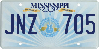 MS license plate JNZ705