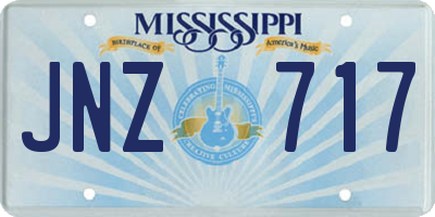 MS license plate JNZ717