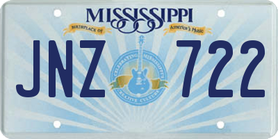 MS license plate JNZ722