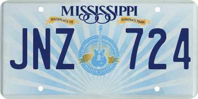 MS license plate JNZ724