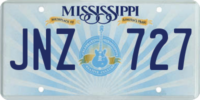 MS license plate JNZ727