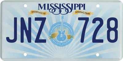 MS license plate JNZ728
