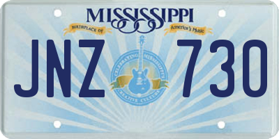MS license plate JNZ730