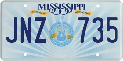MS license plate JNZ735