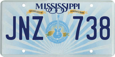 MS license plate JNZ738