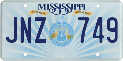 MS license plate JNZ749