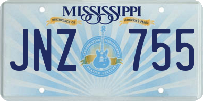 MS license plate JNZ755