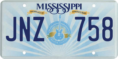MS license plate JNZ758
