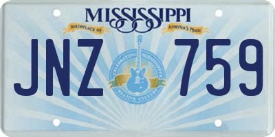 MS license plate JNZ759