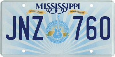 MS license plate JNZ760