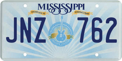 MS license plate JNZ762