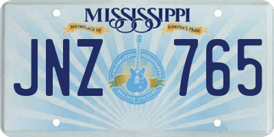 MS license plate JNZ765