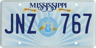 MS license plate JNZ767