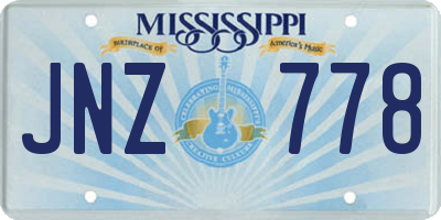 MS license plate JNZ778