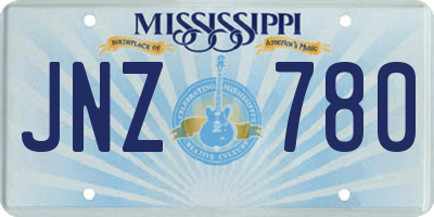 MS license plate JNZ780