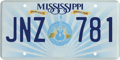 MS license plate JNZ781