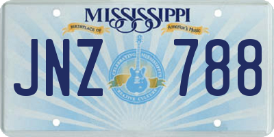 MS license plate JNZ788