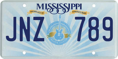 MS license plate JNZ789