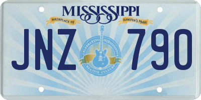 MS license plate JNZ790