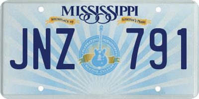 MS license plate JNZ791