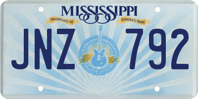 MS license plate JNZ792