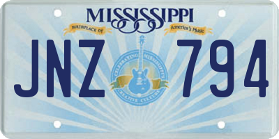 MS license plate JNZ794