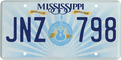 MS license plate JNZ798