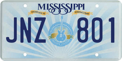 MS license plate JNZ801