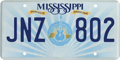 MS license plate JNZ802