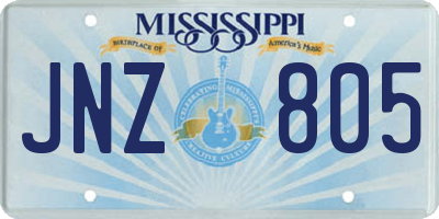 MS license plate JNZ805