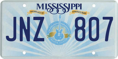 MS license plate JNZ807