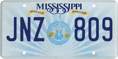 MS license plate JNZ809