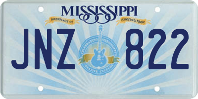 MS license plate JNZ822