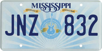 MS license plate JNZ832