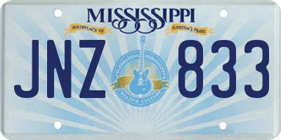 MS license plate JNZ833