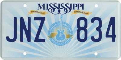 MS license plate JNZ834