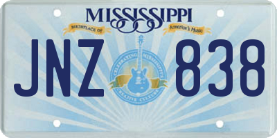 MS license plate JNZ838