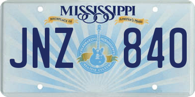 MS license plate JNZ840