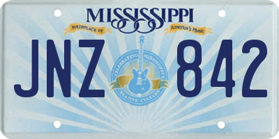 MS license plate JNZ842