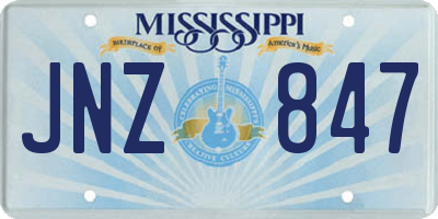 MS license plate JNZ847