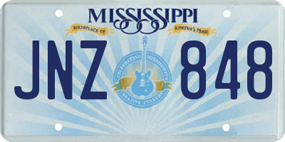 MS license plate JNZ848