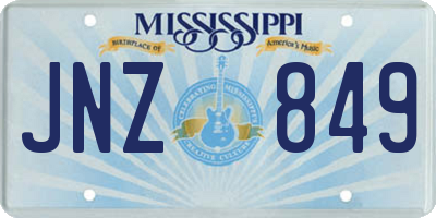 MS license plate JNZ849