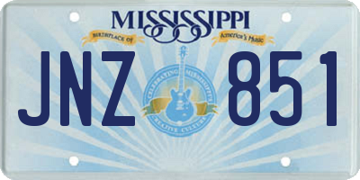 MS license plate JNZ851
