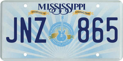 MS license plate JNZ865