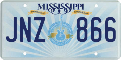 MS license plate JNZ866