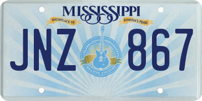 MS license plate JNZ867